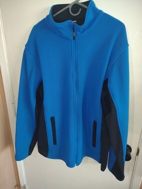 Alpine Design Knit  Zip Up Royal Blue Jacket with Black Trim Size XL